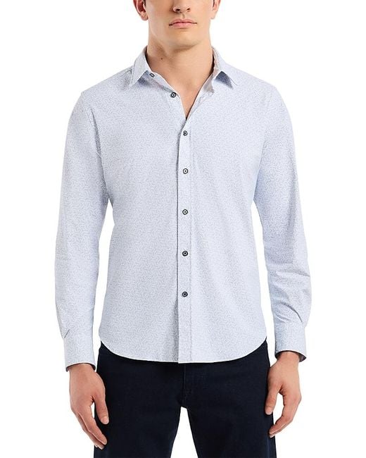 Robert Graham White Asterik Knit Button Down Shirt for men