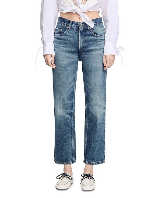 Sandro Blue Faded High Rise Jeans
