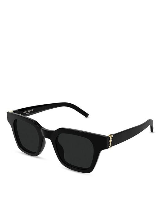 Saint Laurent Black Rectangular Sunglasses, 47Mm