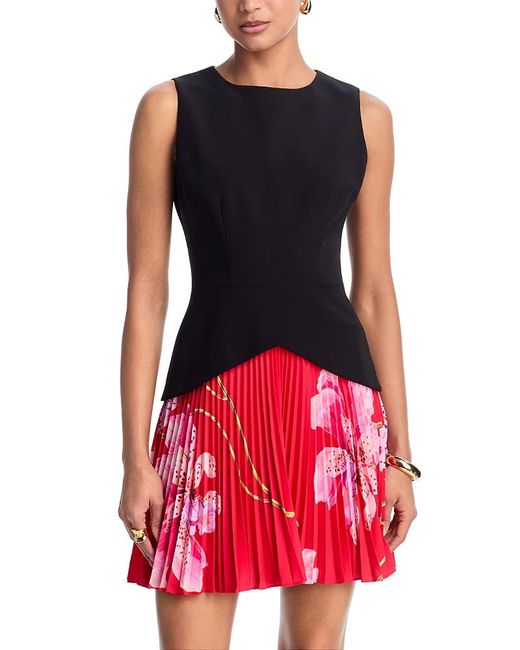 MILLY Women's Black Haddy Printed Pleated Minidress - radharamanexports.com