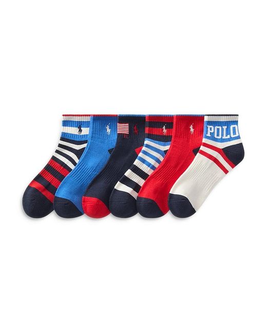Polo Ralph Lauren Red Usa Quarter Socks, Pack Of 6 for men