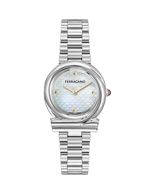 Ferragamo White Gancini Twisted Bracelet Watch, 32Mm