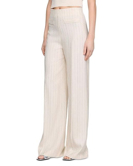 Sandro Natural Serge Striped Pants