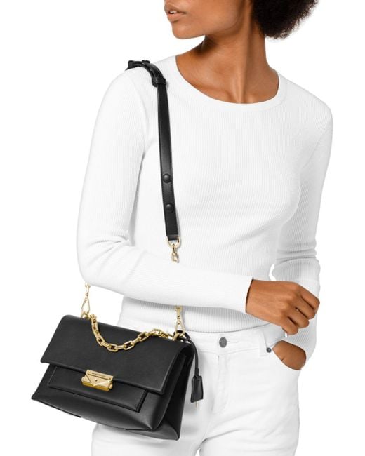 MICHAEL Michael Kors Leather Cece Medium Chain Shoulder Bag Optic White ...