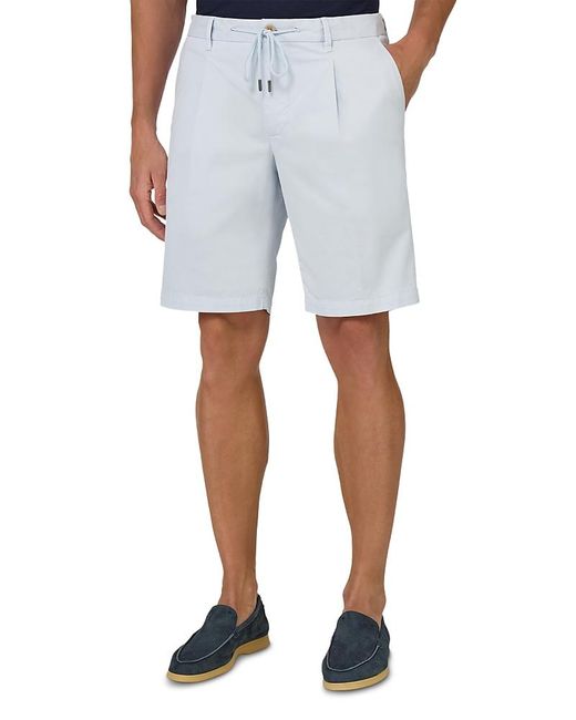 Boggi Blue Cotton Stretch Drawstring Bermuda Shorts for men