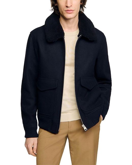 Sandro Blue Aviator Jacket for men