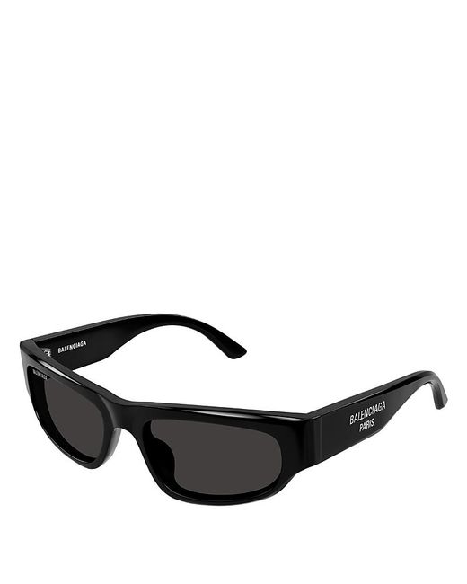 Balenciaga Black Logo Rectangular Sunglasses, 56Mm