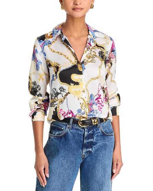 L'Agence Blue Tyler Silk Blouse