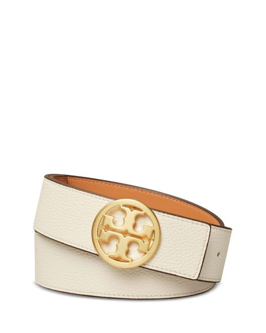 Tory Burch Leather Miller Belt in Ivory/Gold (Metallic) | Lyst