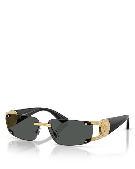 Versace Gray Rectangular Sunglasses, 59Mm