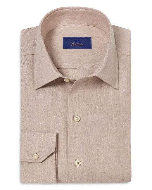 David Donahue Multicolor Regular Fit Herringbone Sport Shirt for men