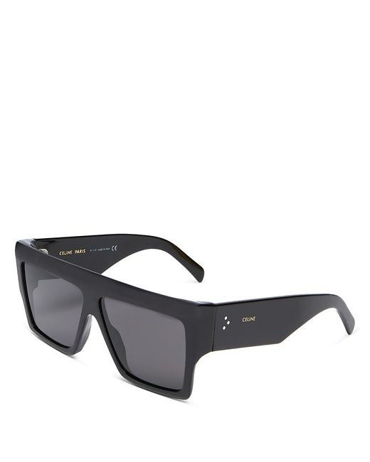 Céline Gray Polarized Flat Top Square Sunglasses, 57Mm