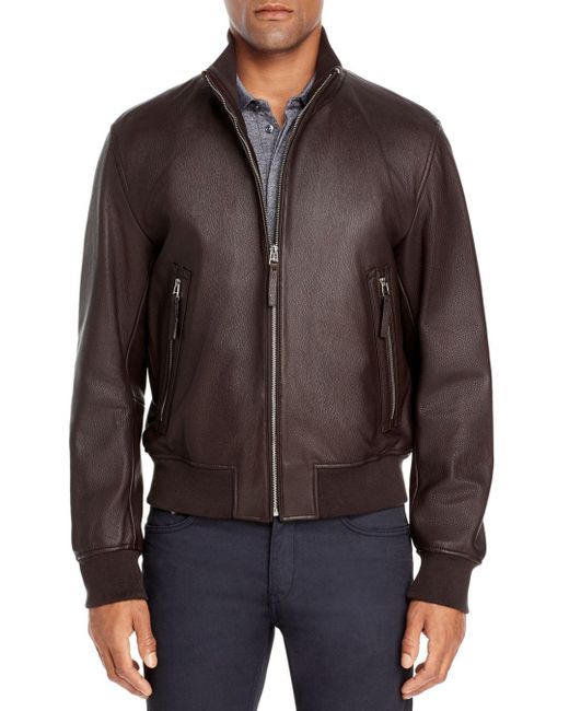 boss brown leather jacket