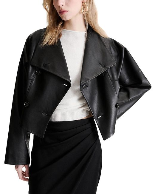 Marella Black Mlltessile Leather Jacket