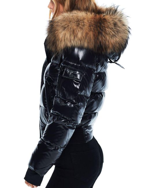 Sam. Skyler Fur Trim Short Down Coat | Lyst