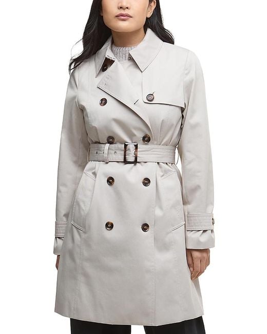 Barbour Gray Greta Showerproof Trench Coat