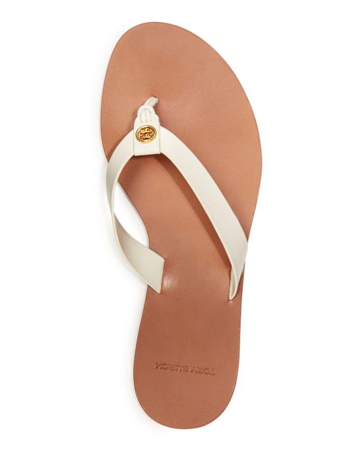Tory Burch Women's Manon Leather Thong Sandals in Natural - Lyst