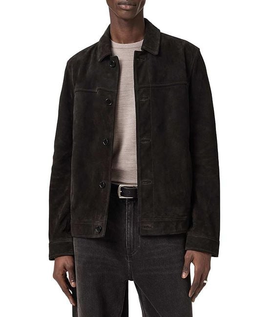 AllSaints Black Nates Suede Jacket for men