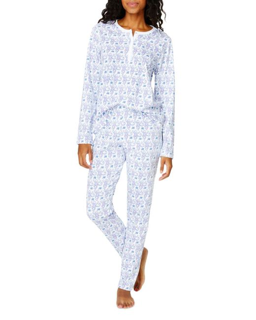 Roberta Roller Rabbit Monkeys Cotton Pajama Set in Lavender (Blue) | Lyst