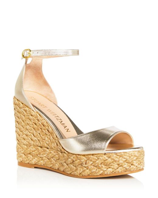Stuart Weitzman Nudistcurve Espadrille Platform Wedge Sandals in