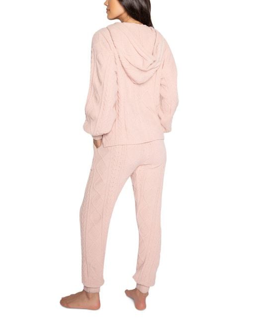 Pj Salvage Long Sleeve Cable Knit Sweater Pajama Set in Pink Lyst