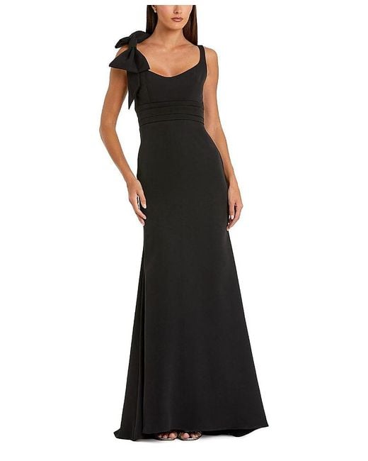 Mac Duggal Crepe Sleeveless Scoop Neck Gown With Bow in Black | Lyst
