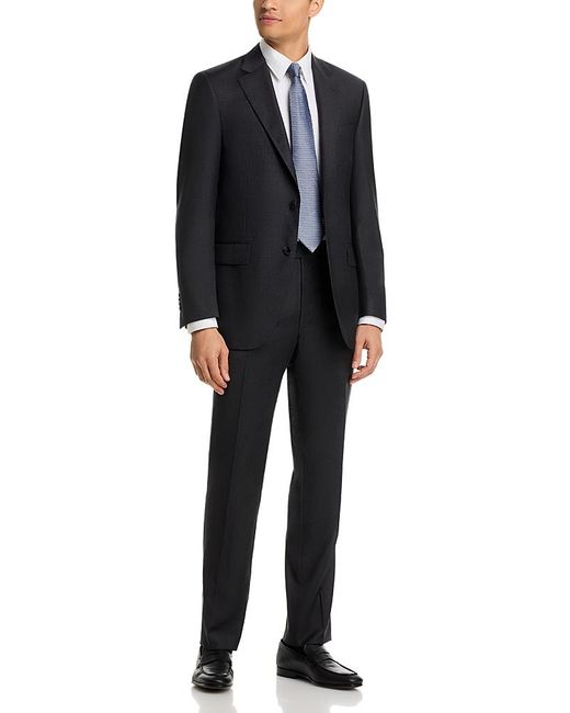 Peter Millar Black Flynn Solid Classic Wool Regular Fit Suit for men