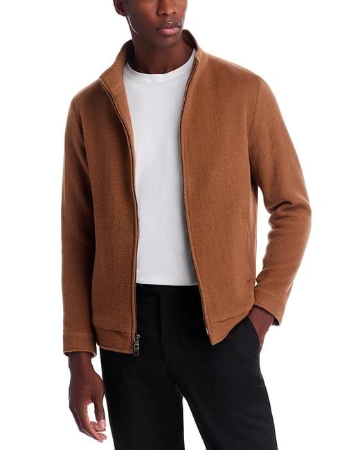 Peter Millar Men's Brown Crown Flex Merino Wool Bomber Jacket