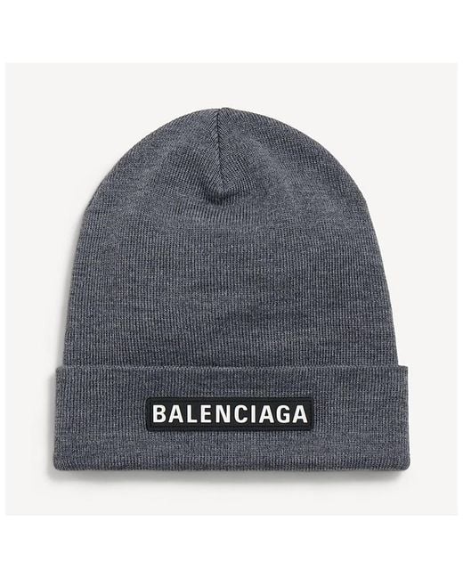 Balenciaga Gray Patch Beanie for men