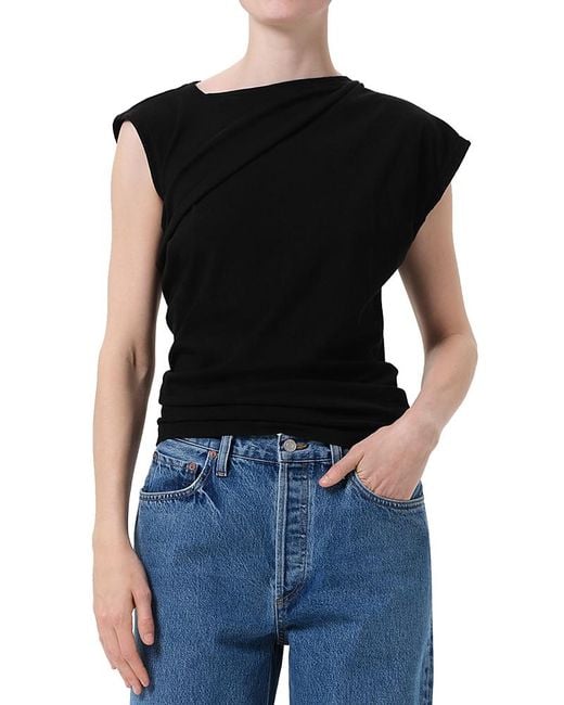 Agolde Black Beth Asymmetric Tee