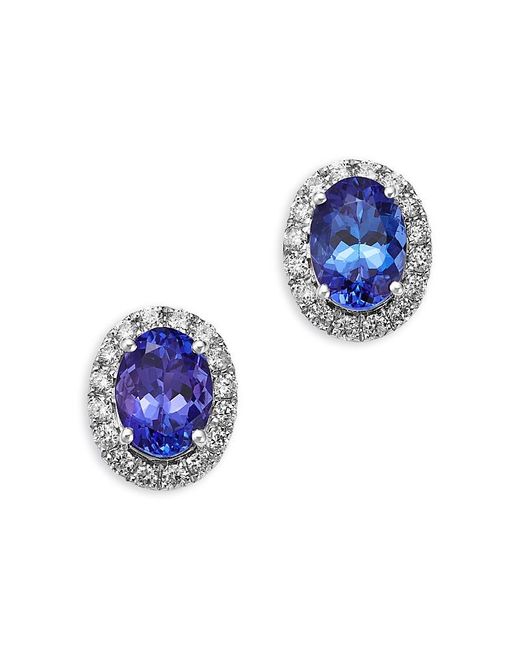 Bloomingdale's Fine Collection Blue Tanzanite & Diamond Oval Halo Stud Earrings