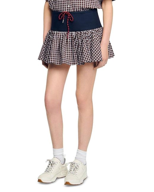Sandro Blue Checkered Skort