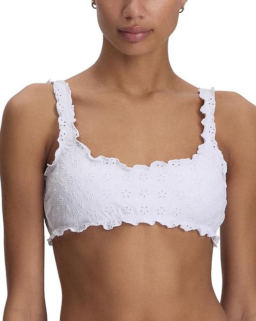 Polo Ralph Lauren Women's White Ruffle Kennedy Bralette Bikini Top