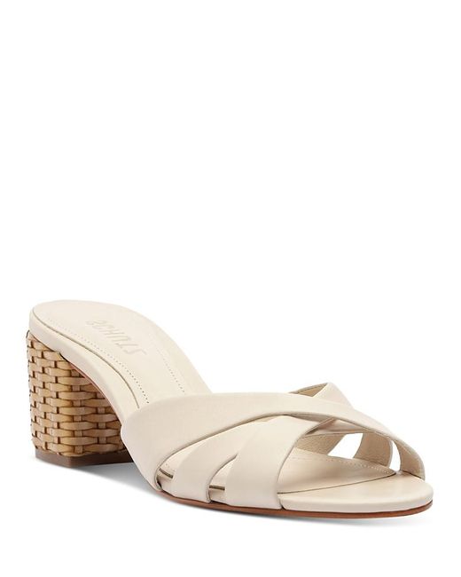 SCHUTZ SHOES Natural Keefa Straw Heel Sandals