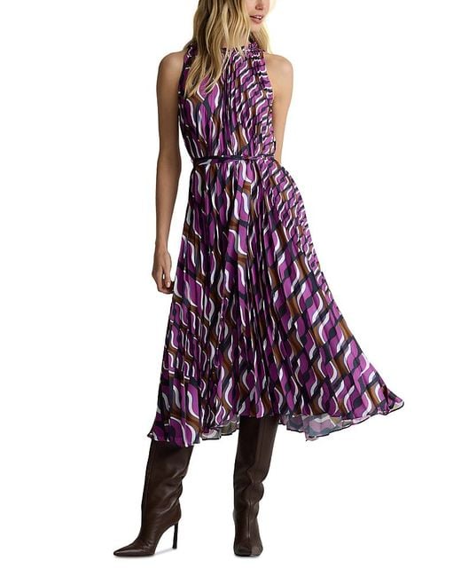 St. John Purple 70S Block Print Dress