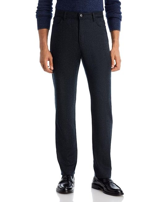 Canali Blue Impeccabile Wool Flannel Regular Fit Five Pocket Pants for men