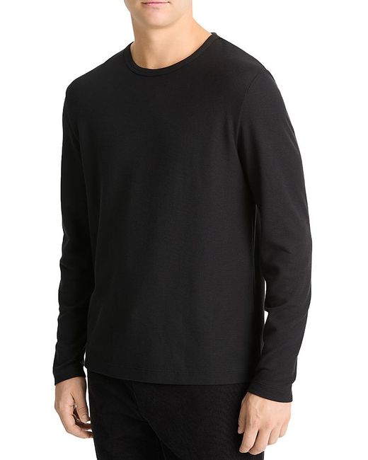 Vince Black Pima Pique Long Sleeve Tee for men