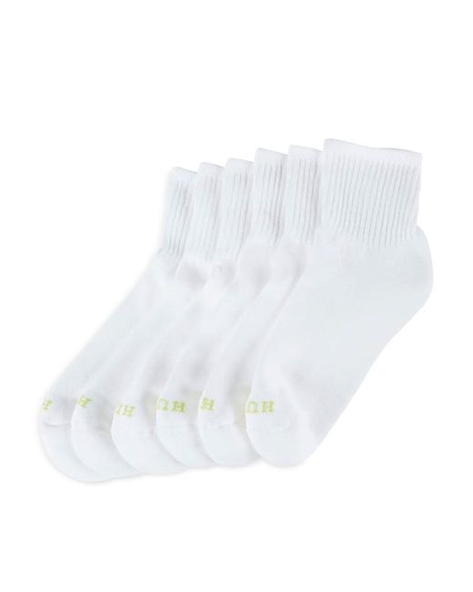 Hue White Sport Mini Crew Socks, Pack Of 6