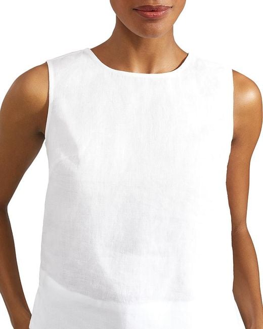 Hobbs White Malindi Linen Sleeveless Top