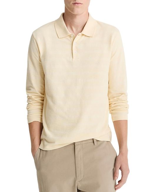 Vince Natural Long Sleeve Jacquard Polo Shirt for men