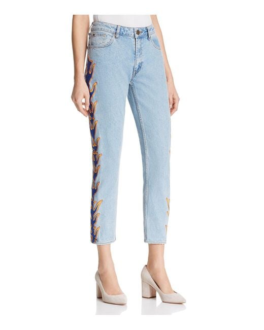 Sandro Flame Cropped Jeans in Blue | Lyst