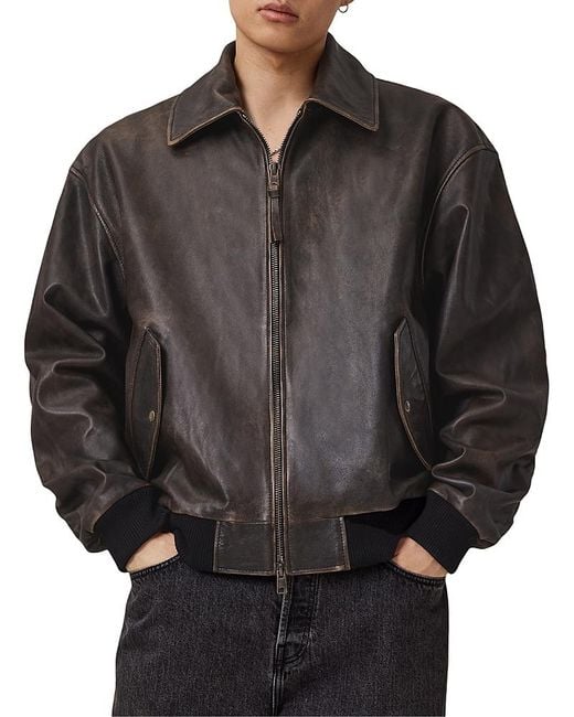 AllSaints Black Marco Oversized Bomber Jacket for men