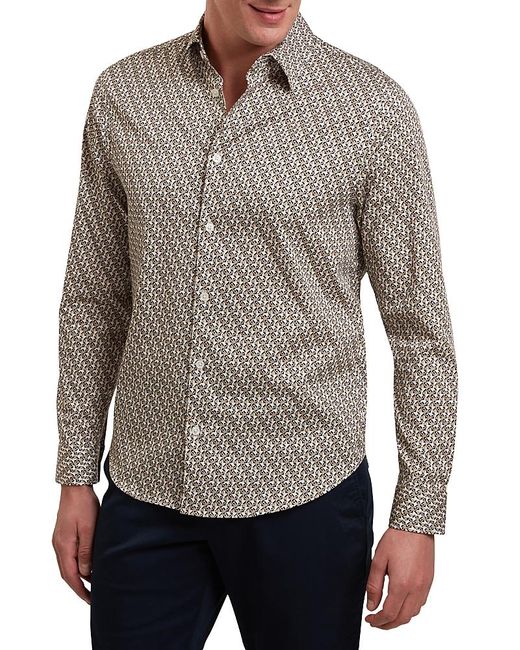 Ted Baker Brown Alphais Long Sleeve Regular Fit Button Down Shirt for men