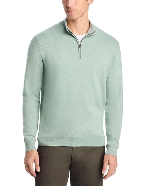 Peter Millar Green Quarter Zip Sweater for men