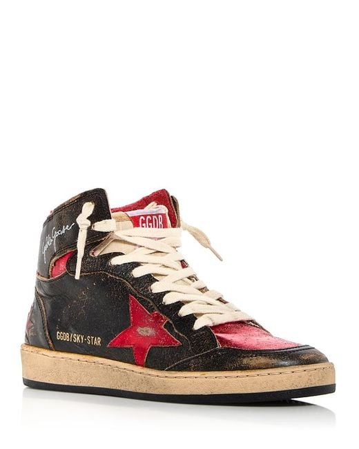 Golden Goose Women's Red Sky-Star High Top Sneakers