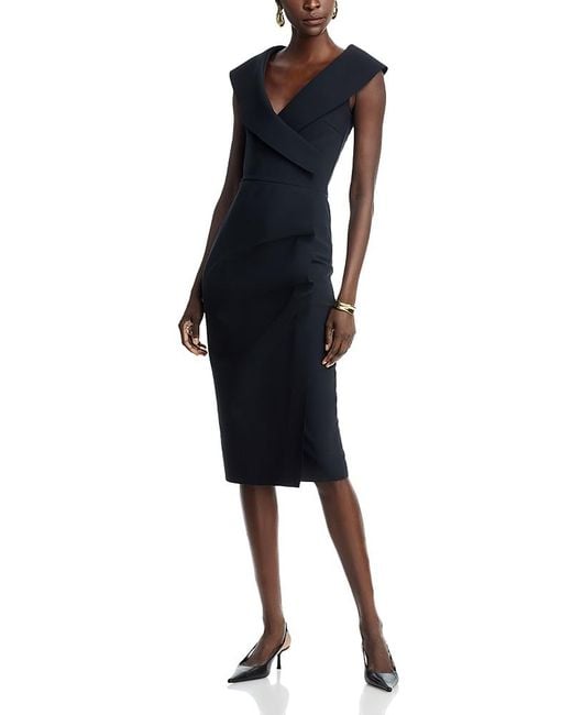 La Petite Robe Di Chiara Boni Women's Black Draped Faux Wrap Dress