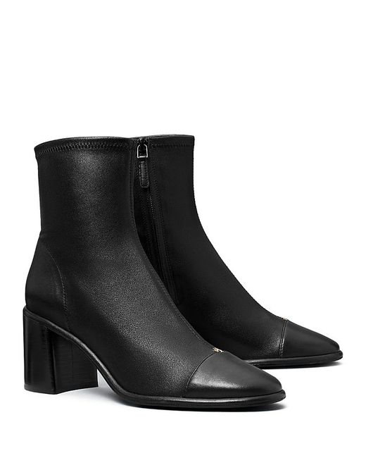 Tory Burch Black Cap Toe Ankle Boots