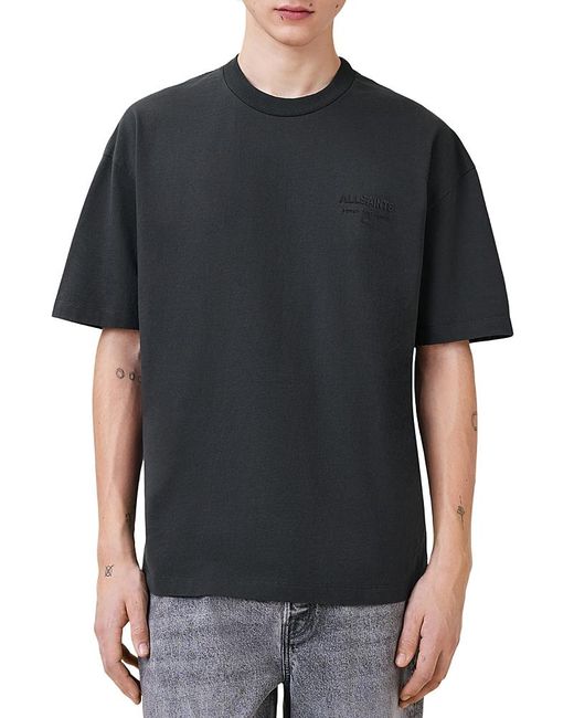 AllSaints Black Oversized Xander Logo Tee for men