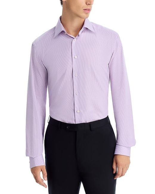 Eton of Sweden Purple Contemporary Fit Textured Solid Dress Shirt for men