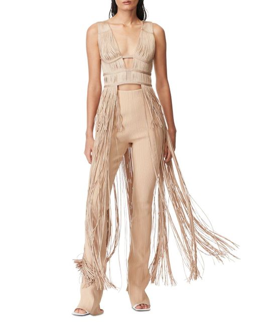 Hervé Léger Synthetic Plunging Long Fringe Top - Lyst